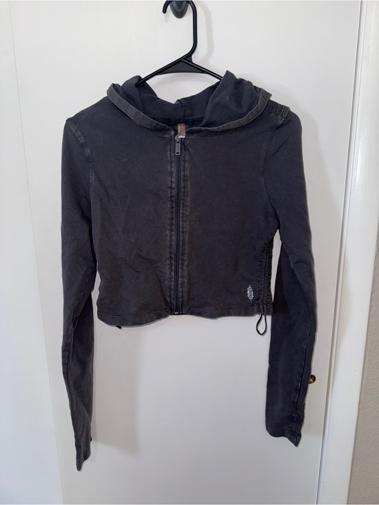 FP Movement by Free People Jackets & Blazers - FP Movement by Free People Black Cropped Zip Hoodie